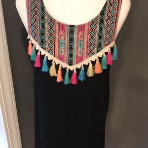 Entro NWT Black Dress with Fringe! Size Small!